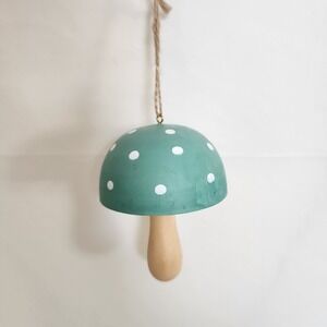 NWT World Market Blue Wood Mushroom Ornament